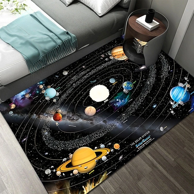 3D Solar System Carpet for Kids Room Space Carpets Children's Bedroom Antislip Mat Home