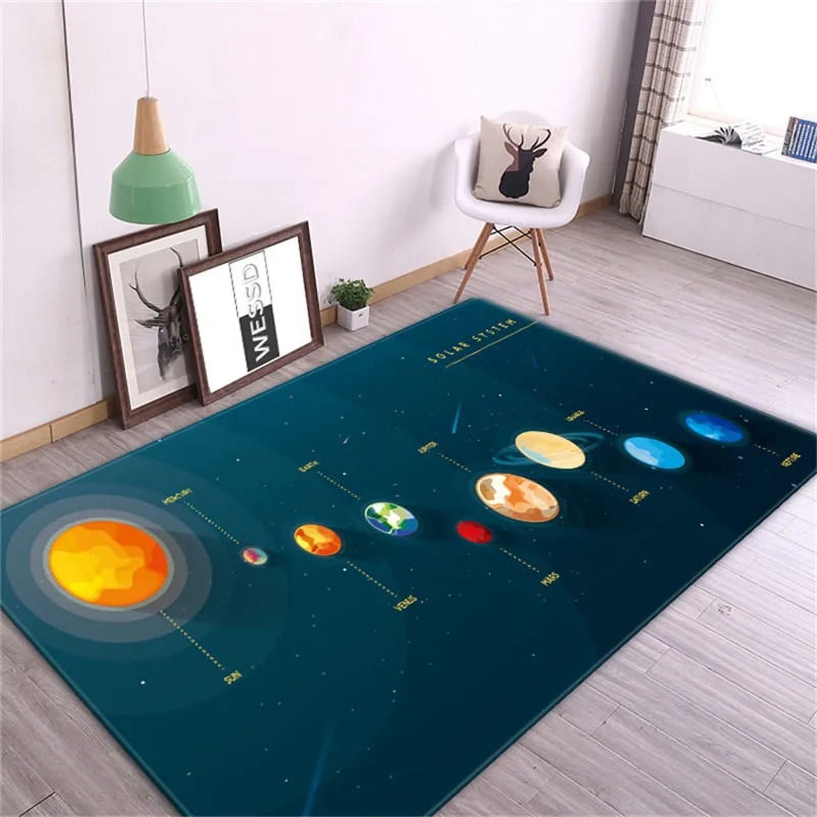 Solar System Play Rug 3D Solar System Children Room Carpet Space Planet Rug for Boy Bedroom ...