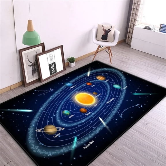 3D Solar System Children Room Carpet Space Planet Rug for Boy Bedroom Anti-slip Mat Bathroom Home Decor Play Crawling Floor Mat