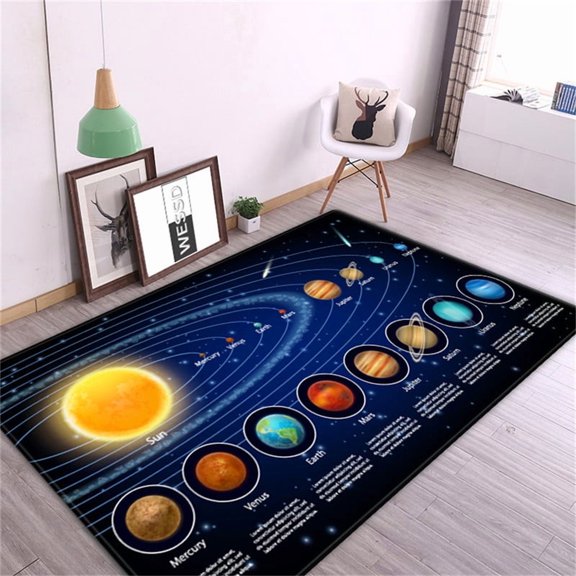 3D Solar System Children Room Carpet Space Planet Rug for Boy Bedroom Antislip Mat Bathroom Home r Play Crawling Floor Mat