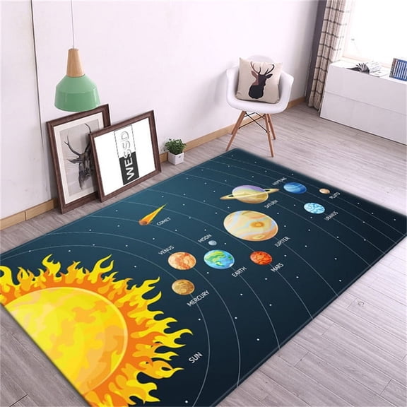 3D Solar System Children Room Carpet Space Planet Rug for Boy Bedroom Antislip Mat Bathroom Home r Play Crawling Floor Mat