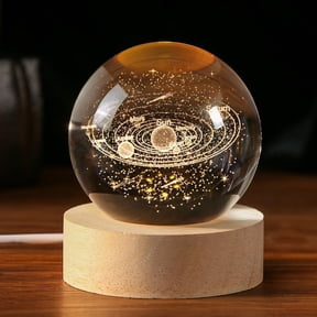 3D Solar System Nightlight for 3 4 5 6 7 Year Old Kids Crystal Ball 60mm Universe Gifts with Laser Engraved Model Astronomy Decor and Gift for Kids Physics Enthusiasts and Space Model Collectors