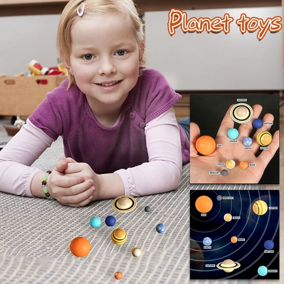 3D Solar System Eight Planets Model with Constellations, Hand-Painted Educational Space Toy, Science Learning Decor for Kids