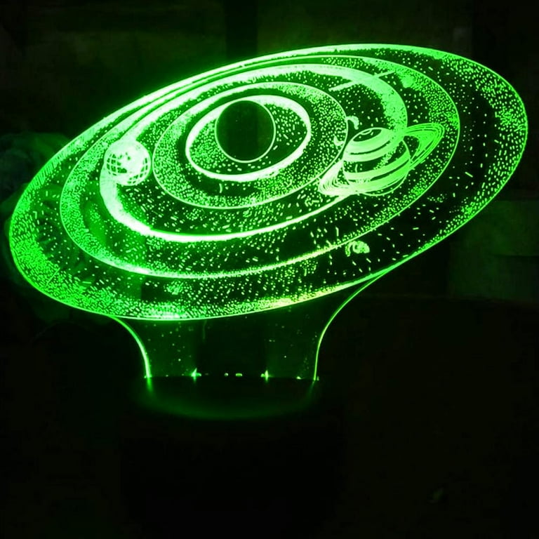 3D Solar System Night Light Table Desk Optical Illusion Lamps 7 Color Changing Lights LED Table Lamp Xmas Home Love Birthday Children Kids Decor Toy