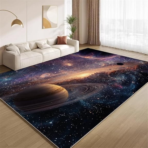 3D Solar System Planet Rug Outer Space Galaxy Rugs Ultra Soft Non Slip Washable Low Pile Carpet for Gameroom Bedroom Living Room Kids Room Playroom Home Decor 3 x 4ft
