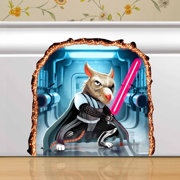 3D Space Mouse, Wall Sticker Decal – Kids Room, Classroom, Home Decor, Bookcase, Book Lover Gift, Children's Bedroom, Nursery, Cute Mouse, MICESTERPIECE