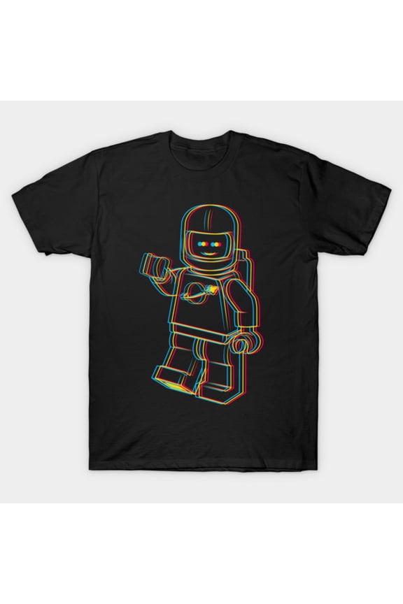 3D Spaceman Retro Futuristic Interstellar Astronaut Hologram Line Art Unisex T-Shirt, up to size 3XL.