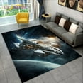 thumbnail image 1 of 3D Spaceship Spacecraft UFO Cartoon Carpet Rug for Home Living Room Bedroom Sofa Doormat r kids Area Rug Non-slip Floor Mat, 1 of 5