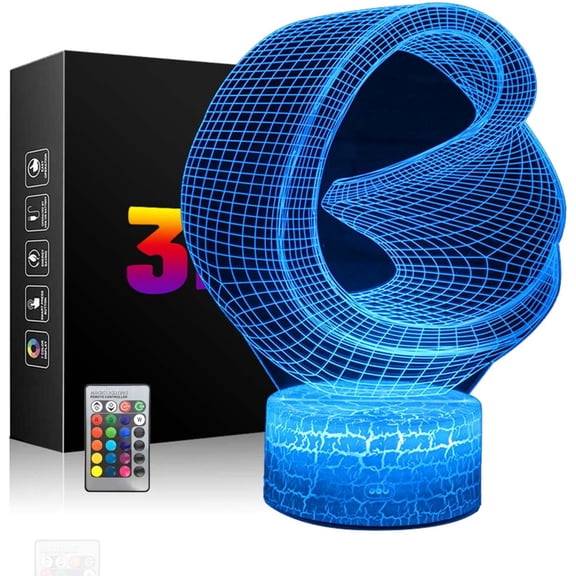 3D Spacetime Warp Night Lights Abstract Geometry Line Illusion Lamps Remote Control Bday Xmas Gifts for Boys Math Lovers Girls Teens