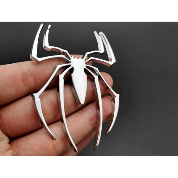 3D Spider Chrome Emblem Badge Sticker Decoration for Car, Truck, Motorcycle, RV, Scooter, SUV, Door, Window (Upgrad Silver Color)