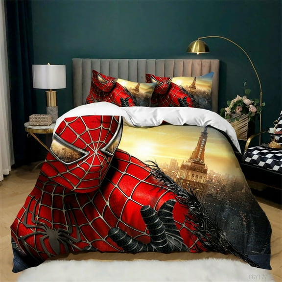 3D Spider Cool Man Duvet Cover Set 3pcs Bedding Duvet Cover All Season Soft Breathable Quilt Cover with Zipper Closure