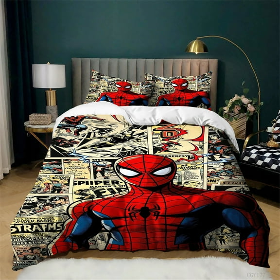 3D Spider Cool Man Duvet Cover Set 3pcs Bedding Duvet Cover All Season Soft Breathable Quilt Cover with Zipper Closure