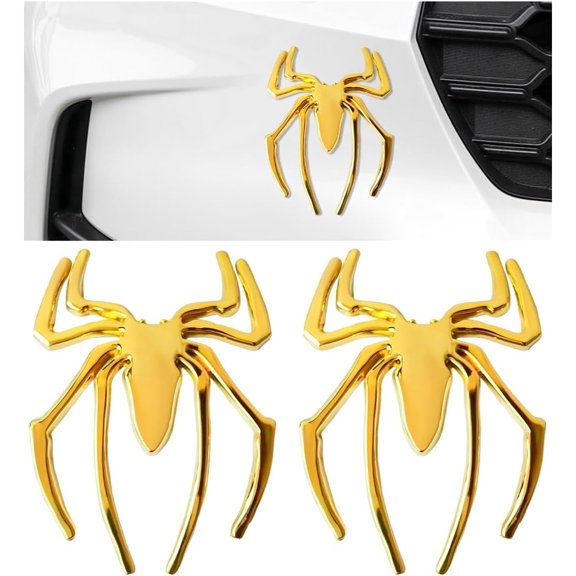 3D Spider Emblem, Personalized Cool Metal Spider Shape Logo Car Body Sticker, Decorative Badges Sticker for Bumper Fender Side Door Window, Exterior Car Accessories (Silver)