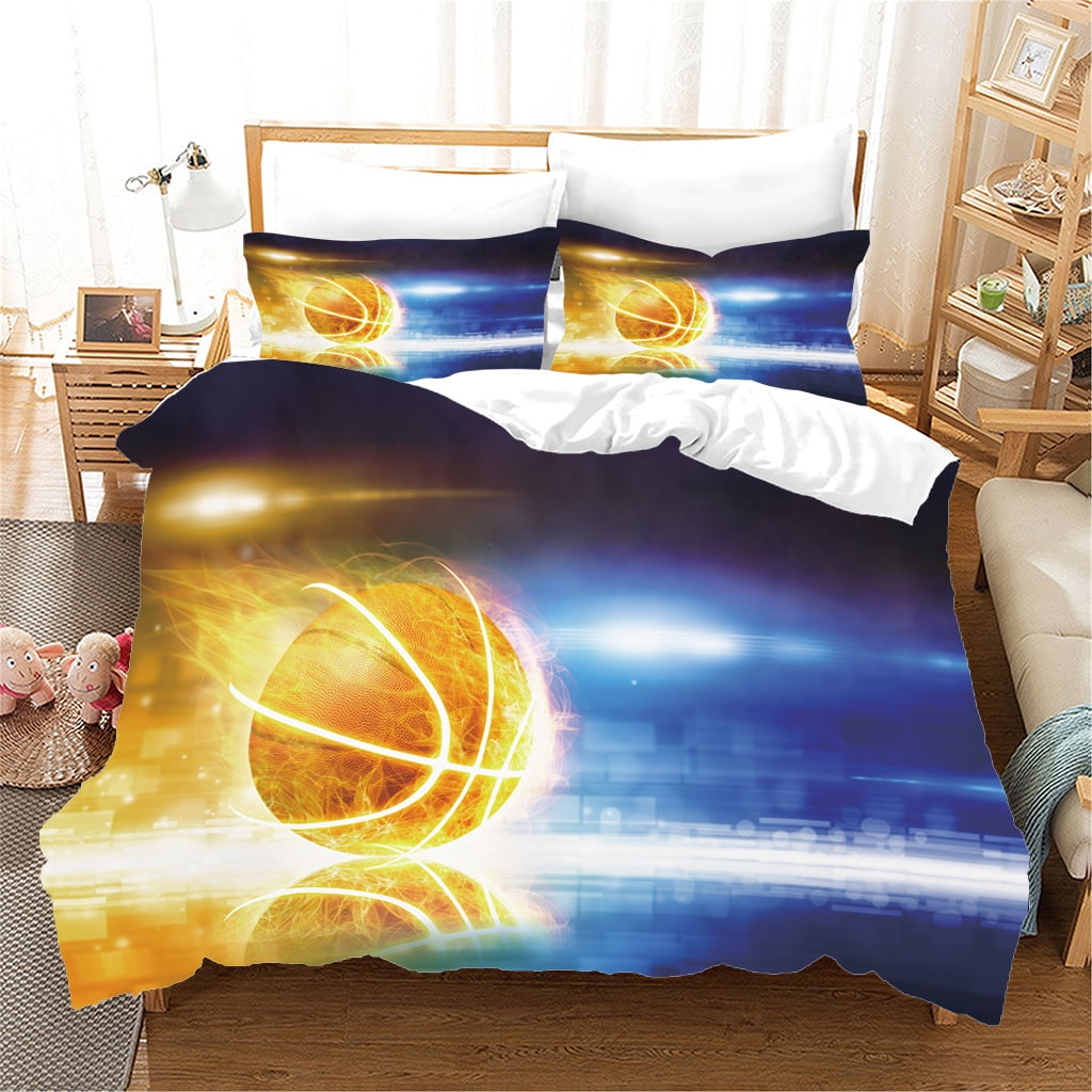 3D Sports Basketball Court Duvet Cover Set Bedding Microfiber Sport Duvet Cover Set for Boys