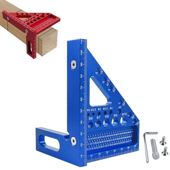 3D Square Tool for Woodworking – Multi-Angle Carpenter Square Ruler with Degree Scriber and Pin, 6.5"x5.79" Precision Speed Square for Construction, DIY, Craftsmen, Marking & Layout(Blue,Metric)