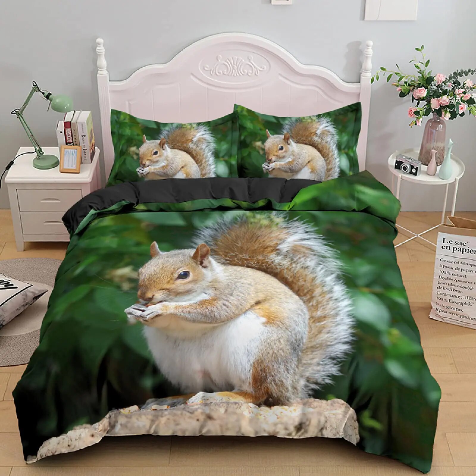 3D Squirrel King Duvet Cover Lovely Animal Bedding Set for Kids Teens