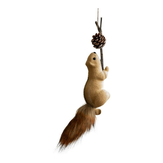 3D Squirrel Pine Cone Ornament for Christmas Tree, Christmas Decorations Rustic Woodland Animal Hanging Decoration, Realistic Faux Fur Tail, Holiday Decor Accent