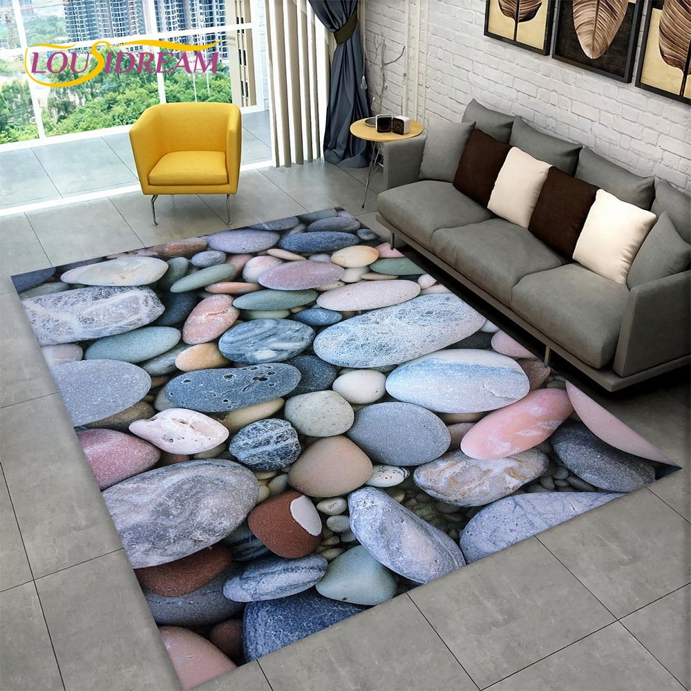 3D St Footprint Beach Pebbles Area Rug Carpet Rug for Home Living Room ...