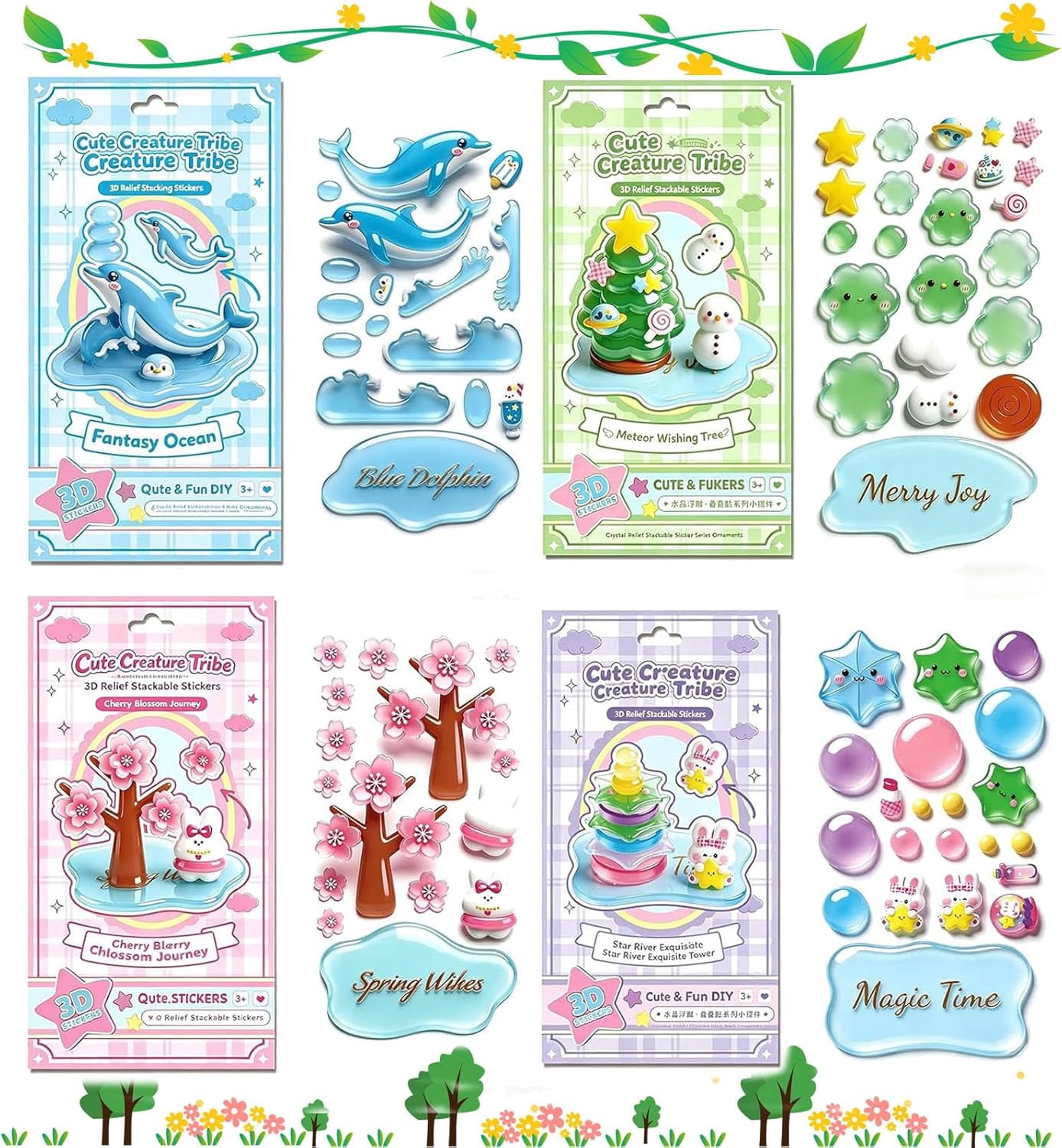 3D Stackable Stickers,Crystal Stacked 3D Building Stickers,DIY 3D Puffy ...