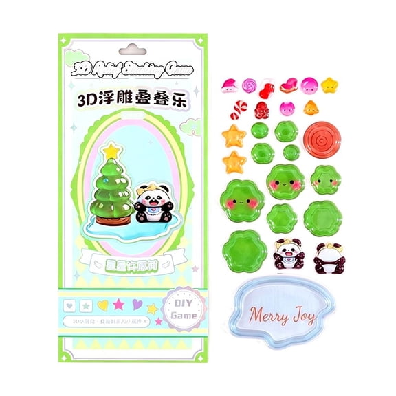 3D Stackable Stickers for Kids - 9.06 x 4.13 Inch PVC Raised Decals, DIY Building Craft for Scrapbook Notebook Water Bottle