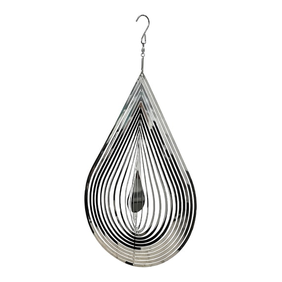 3D Stainless Steel Metal Wind Spinner, Kinetic Wind Chime for Outdoor Garden and Balcony, Reflective Hanging Ornament, Artistic Yard Decor Gift, Silver