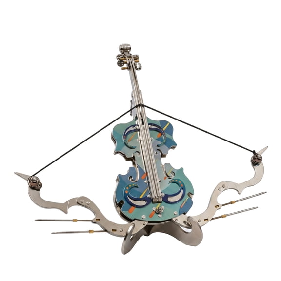 3D Stainless Steel Violin Metal Assembly Model Kit DIY Mechanical Puzzle Collectible Musical Sculpture Display(Green/Ty1)