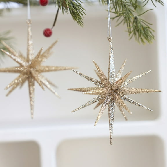 3D Star Christmas Ornament, Glitter Explosion Star Pendant for Christmas Tree and Fireplace Decoration, Shiny Sequin Hanging Star for Window Wall and Holiday Home Décor