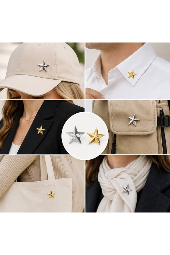 3D Star Lapel Pins Bulk Award Recognition Badges, Gold Zinc Alloy Honor Brooch Pins, Small 16mm, 20 Pack