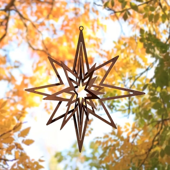 3D Star Metal Wind Spinner, 9.69x9.85in Rustproof Metal Hanging Wind Sculpture, Outdoor Yard Garden Patio Decor, Birthday Gift