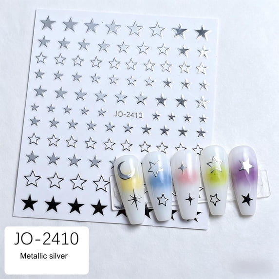 3D Star Nail Art Stickers, Self-Adhesive Metal Star Nail Decals, DIY Glam Nail Art Accessories for Women