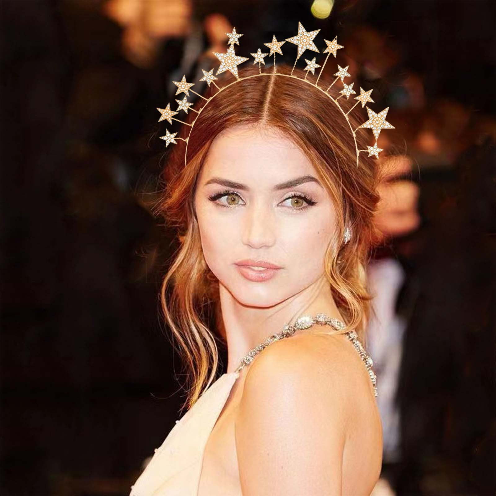 3D Star Pearl Headband Alloy Five Pointed Star Hair Accessory For