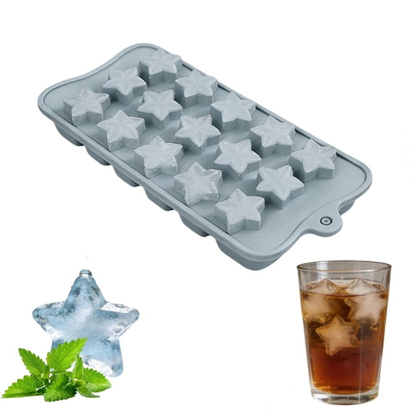 3D Star Silicone Mold 15 Cavity Nonstick for Cake Candy Ice Cubes Tray,1PC,Gray