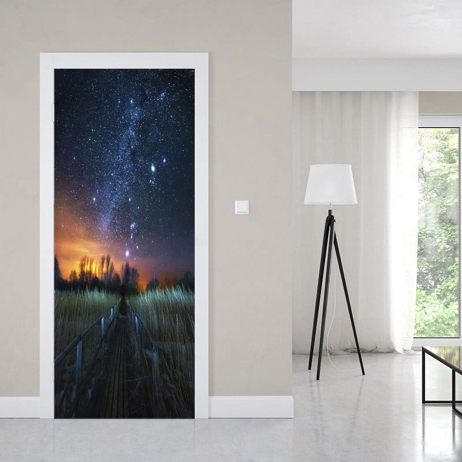 3D Starry Sky Galaxy Background Creative Door Sticker Old House ...