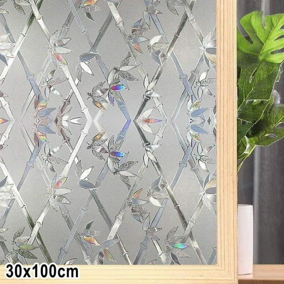 3D Static Cling Window Film Non-Adhesive Window Covering Decorative Flower Privacy Film for Window 11.8" x 39.4"