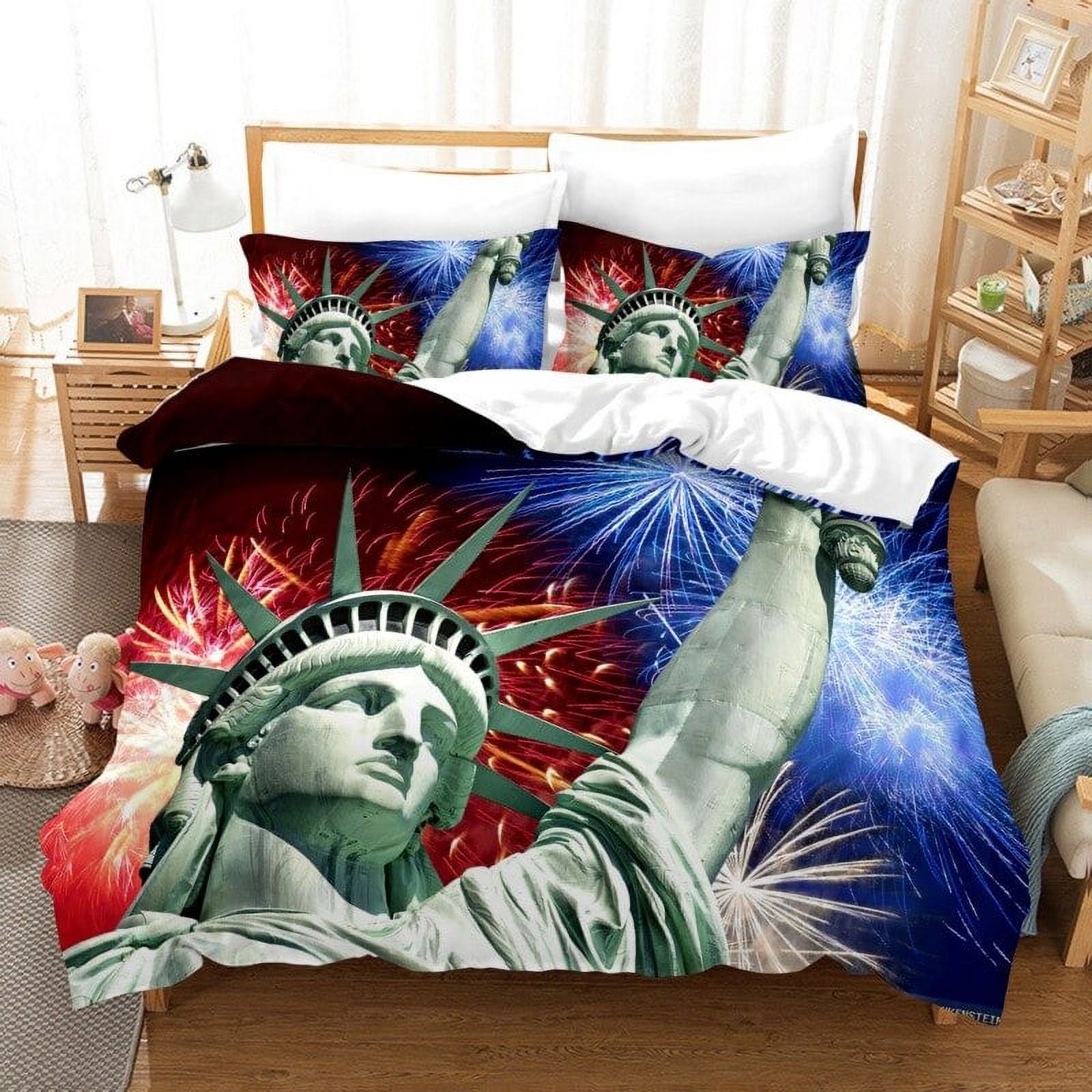 3D Statue of Liberty National Day Print Bedding Set Duvet Cover Set