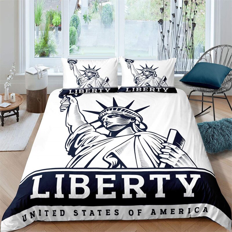 3D Statue of Liberty National Day Print Bedding Set Duvet Cover Set