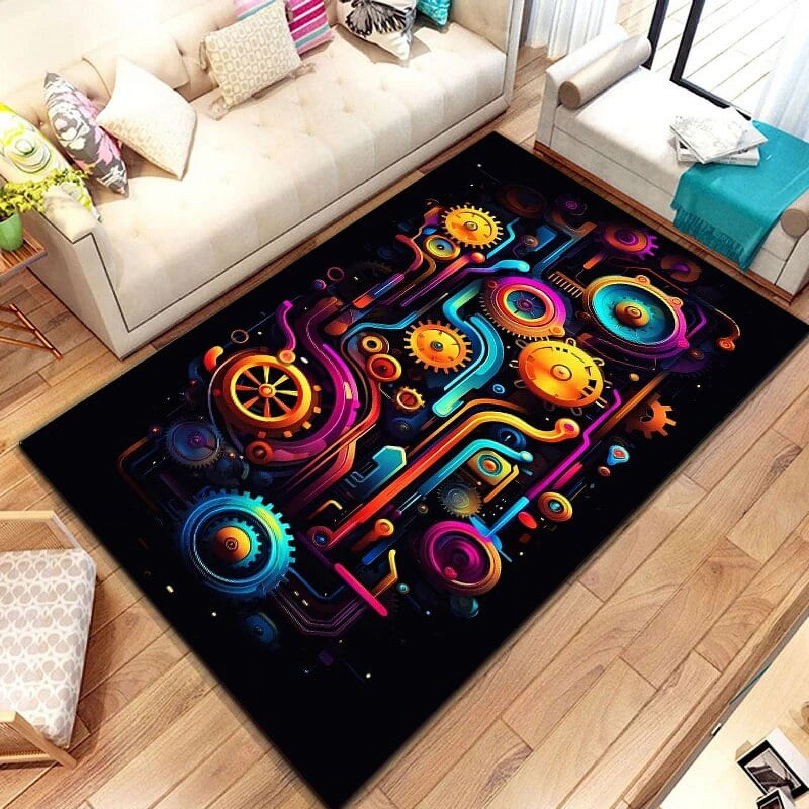 3D Steampunk Mechanical Cogs Gears Area Rug Large Carpet Rug for Living ...