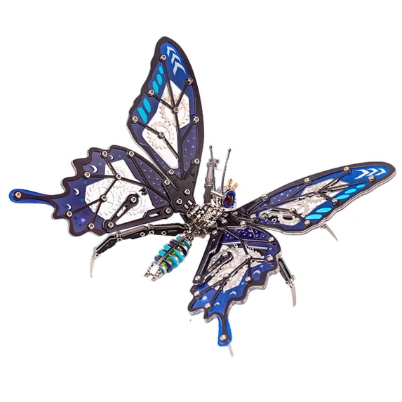 3D Steampunk Metal Mechanical Butterfly Model Kit (100+PCS/Blue)