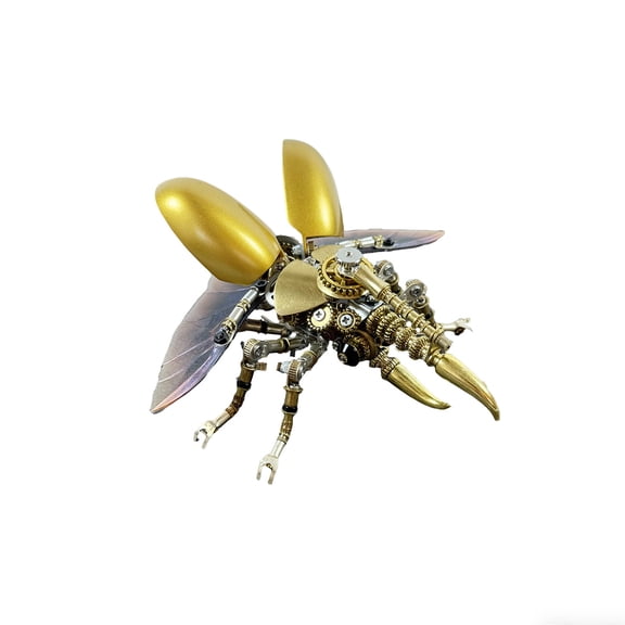 3D Steampunk Metal Model Kit DIY Mechanical Insect Assembly Puzzle, Articulated Collectible Display Model Desktop Decor Creative Gift(Golden Horned King)