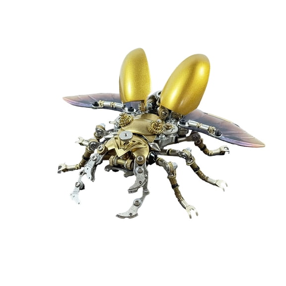 3D Steampunk Metal Model Kit DIY Mechanical Insect Assembly Puzzle, Articulated Collectible Display Model Desktop Decor Creative Gift(Silverhorn King)