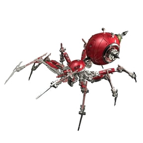 3D Steampunk Metal War Spider Puzzle Kits, DIY Assembly Mechanical Insect Model (No Weapons/Full Metal Edition/Red)