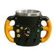 thumbnail image 1 of 3D Steering Wheel Design Resin Stainless Steel Mug - Durable Drinkware For Daily Coffee, Tea, Beverages, Suitable For Home, Office, Car Enthusiasts, Stylish Functional Cup, 6.29*4.29in, D, 1 of 6