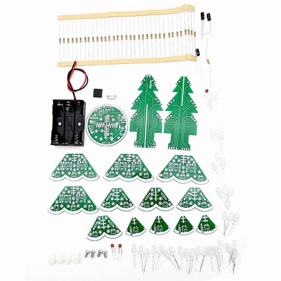 3D Stereo Christmas Tree LED DIY Kit Red/Green/Yellow LED Flash Circuit Kit for Electronics Soldering Practice Learning