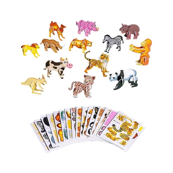 3D Stereo Insect DIY Animal Toy Puzzle 25 Sheets Non-Repeating, Animal Paradise 25Pcs A