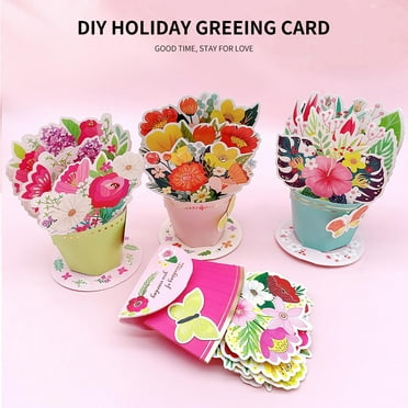 3D Stereo Mother's Day Greeting Card Blessing Greeting Card Paper Carved Flowers Festival Gift Large Bouquet Greeting Card Ornament