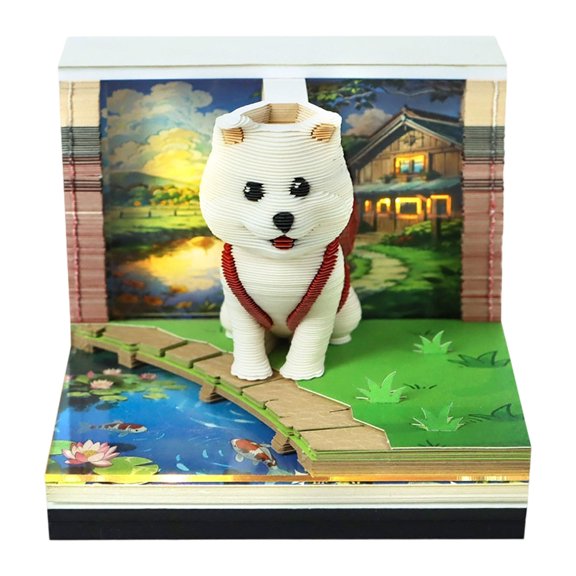 3D Stereoscopic Notebook with Backpack Cut Design for Desk Shelf or Creative Calendar Decoration White