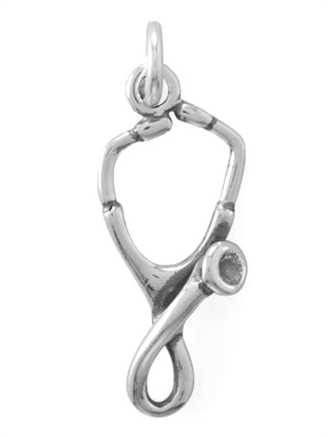 3D Stethoscope Charm Sterling Silver with Antique Finish 3D Stethoscope Charm Sterling Silver with Antique Finish