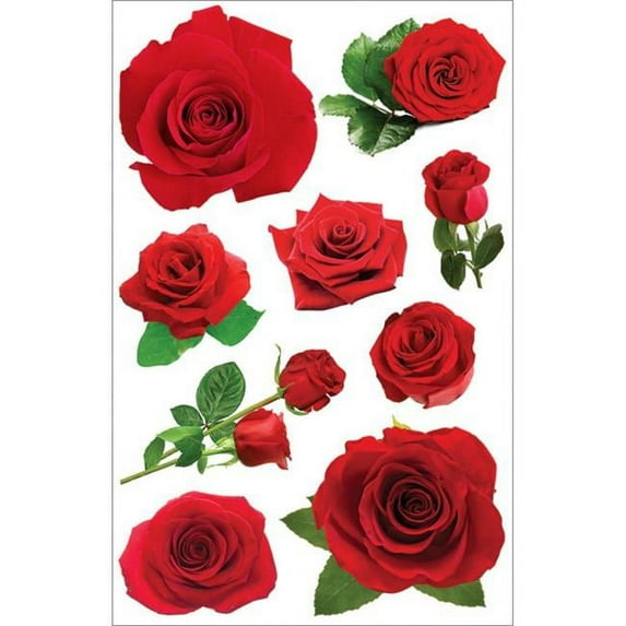 3D Sticker 4.5`x7` Sheet-Red Rose Multi-Colored