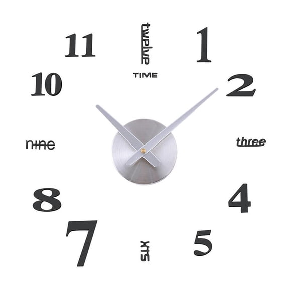 3D Sticker Minimalist Wall Clock Large Roman Numerals Clock Frameless Bathroom Decor ,