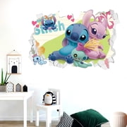3D Stitch wall stickers Wall Sticker Cartoon Pink Kids Stitch Wall Decals Peel and Stickers for Walls Bedroom Living Room Home Décor(15.7X23.7) Inch